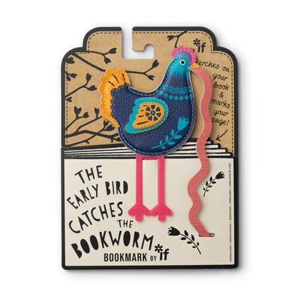 IF Early Bird Catches The Bookworm Bookmark, Faux Leather Bird Clip to Mark Your Page. for Book Lovers and Bird Lovers - Chicken