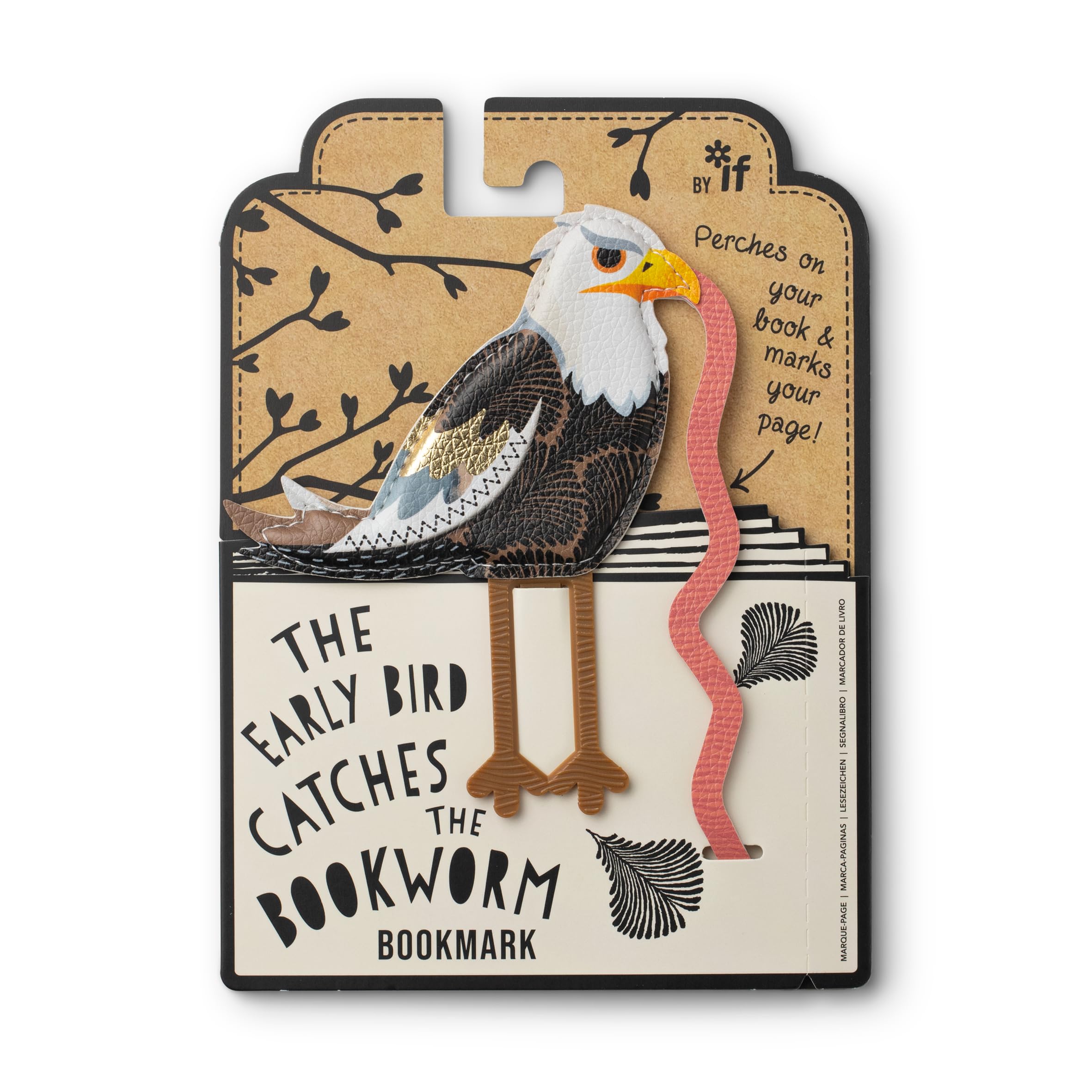IF Early Bird Catches The Bookworm Bookmark, Faux Leather Bird Clip to Mark Your Page. for Book Lovers and Bird Lovers - Eagle