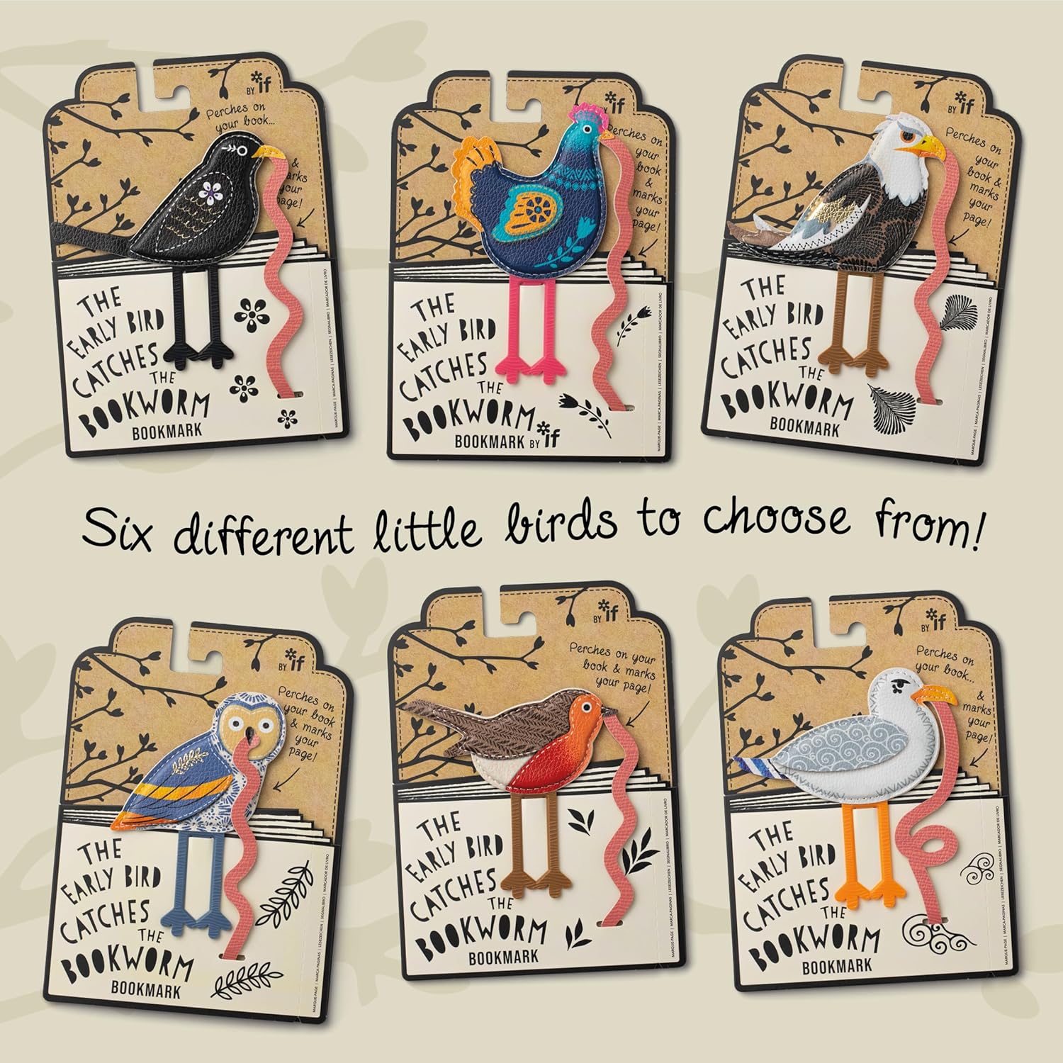 IF Early Bird Catches The Bookworm Bookmark, Faux Leather Bird Clip to Mark Your Page. for Book Lovers and Bird Lovers - Owl