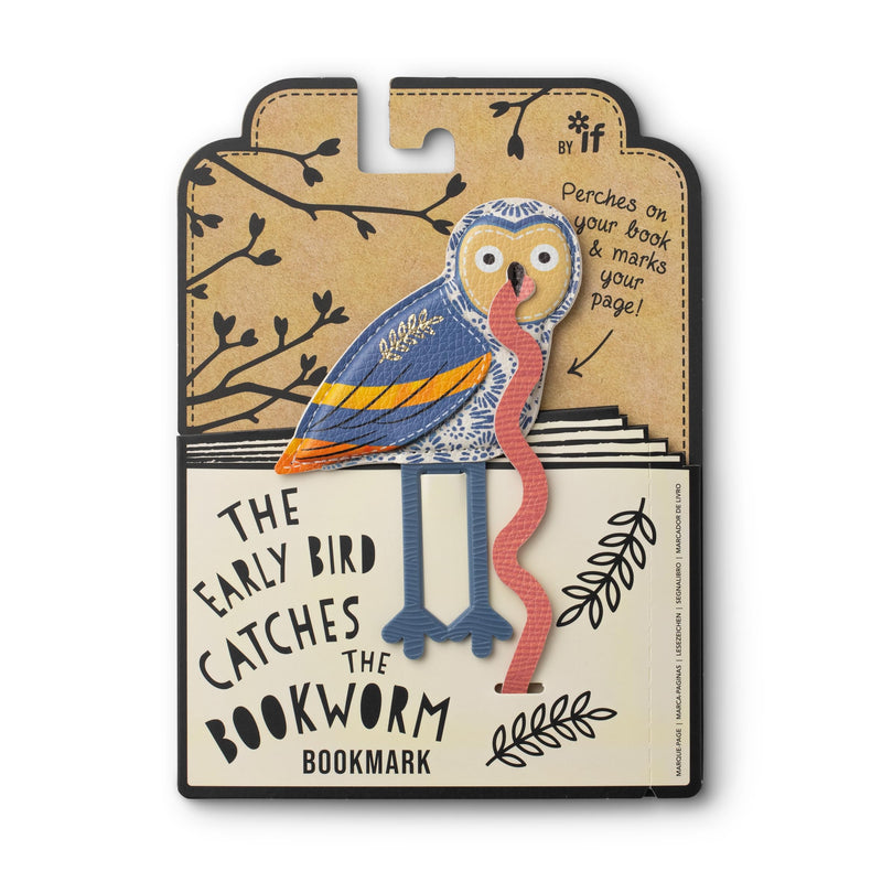 IF Early Bird Catches The Bookworm Bookmark, Faux Leather Bird Clip to Mark Your Page. for Book Lovers and Bird Lovers - Owl