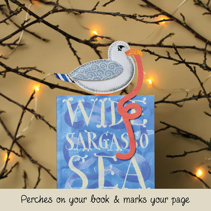 IF Early Bird Catches The Bookworm Bookmark, Faux Leather Bird Clip to Mark Your Page. for Book Lovers and Bird Lovers - Seagull