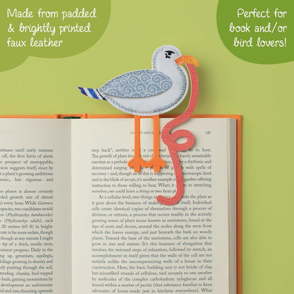 IF Early Bird Catches The Bookworm Bookmark, Faux Leather Bird Clip to Mark Your Page. for Book Lovers and Bird Lovers - Seagull
