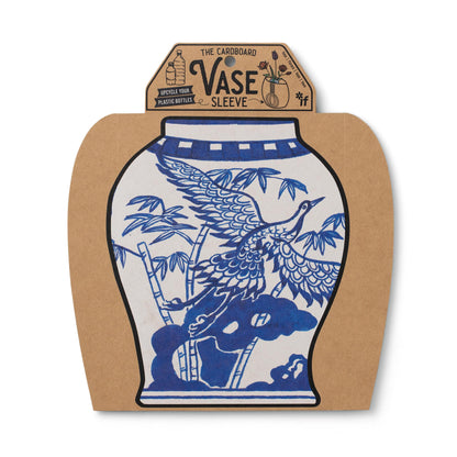 IF Decorative Vase Sleeve - Home decor - upcycle plastic bottles by covering them. Double sided cardboard cover - two vase designs per pack - Blue & White Oriental