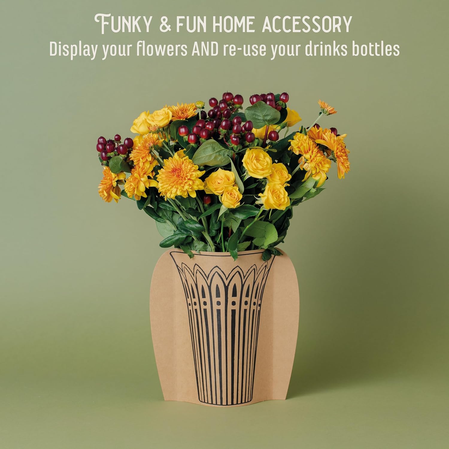 IF Decorative Vase Sleeve - Home decor - upcycle plastic bottles by covering them. Double sided cardboard cover - two vase designs per pack - Cut Glass