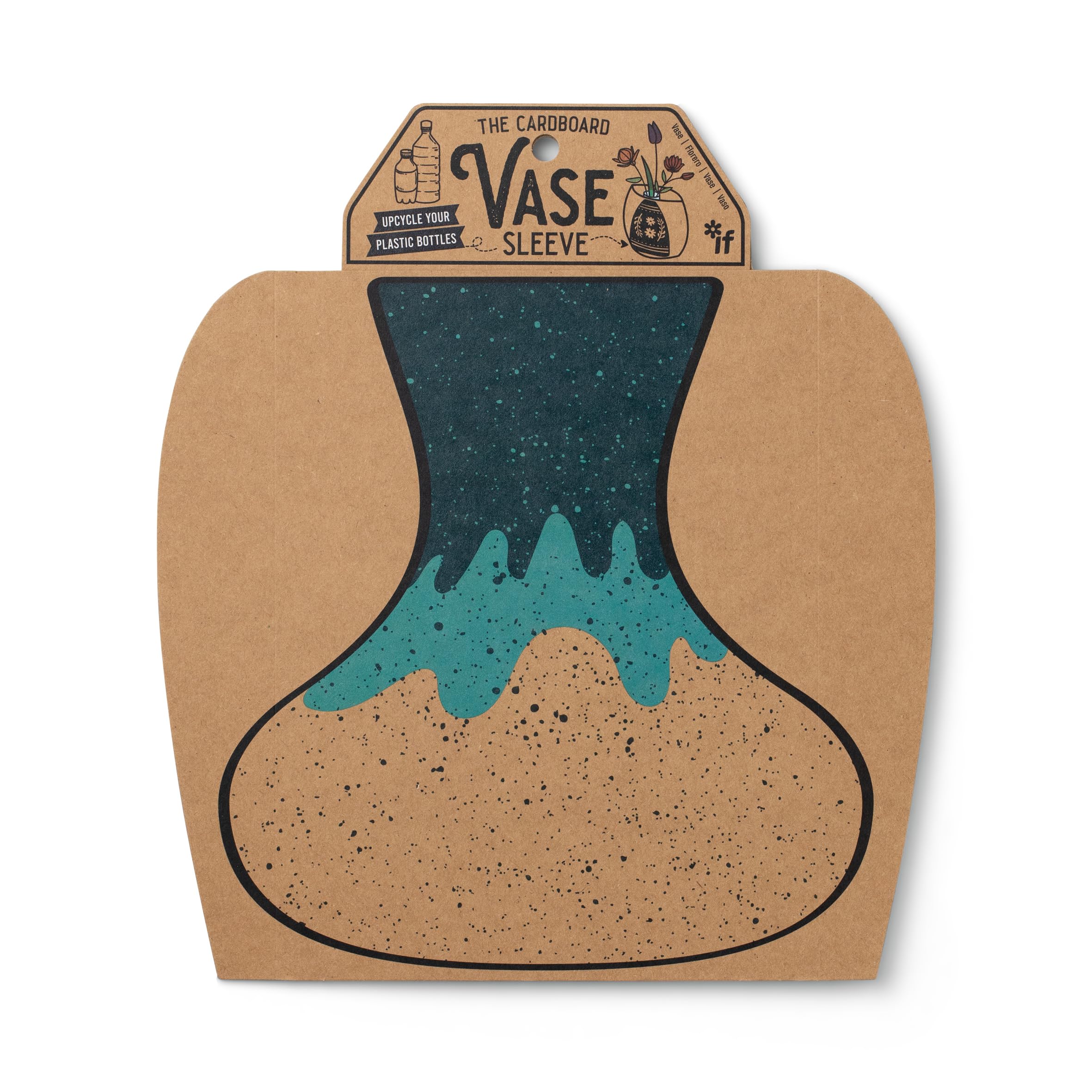 IF Decorative Vase Sleeve - Home decor - upcycle plastic bottles by covering them. Double sided cardboard cover - two vase designs per pack - Drippy Glaze