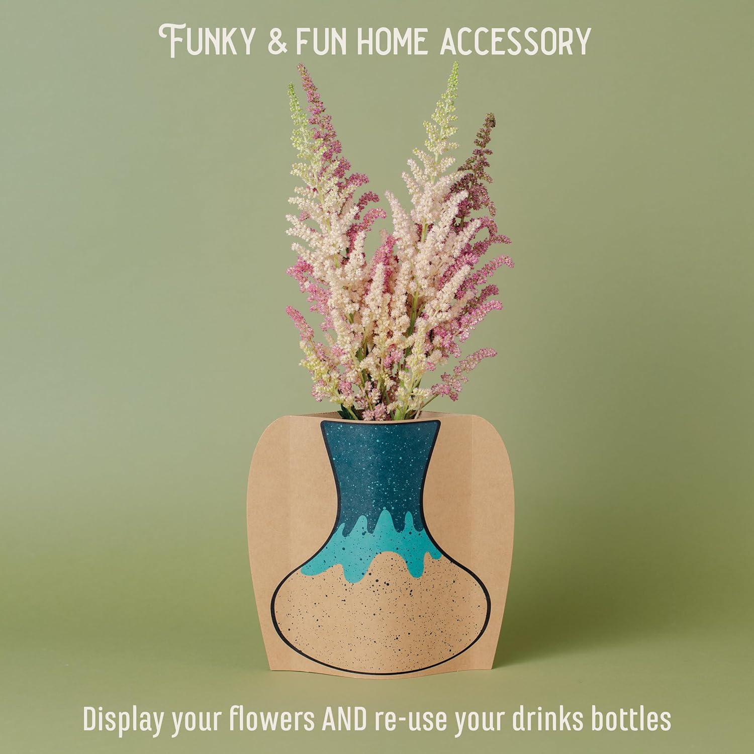 IF Decorative Vase Sleeve - Home decor - upcycle plastic bottles by covering them. Double sided cardboard cover - two vase designs per pack - Drippy Glaze