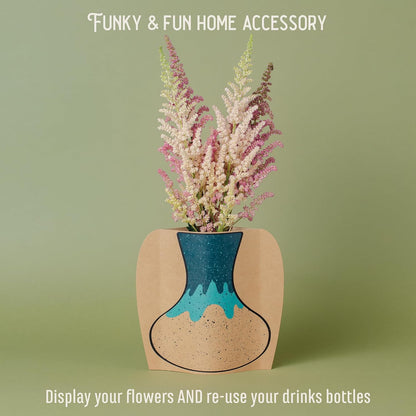 IF Decorative Vase Sleeve - Home decor - upcycle plastic bottles by covering them. Double sided cardboard cover - two vase designs per pack - Drippy Glaze