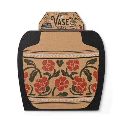 IF Decorative Vase Sleeve - Home decor - upcycle plastic bottles by covering them. Double sided cardboard cover - two vase designs per pack - Red Floral