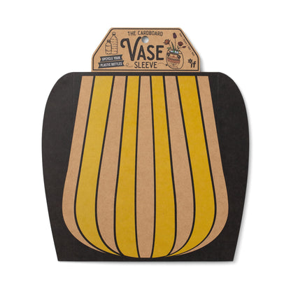 IF Decorative Vase Sleeve - Home decor - upcycle plastic bottles by covering them. Double sided cardboard cover - two vase designs per pack - Yellow Stripy