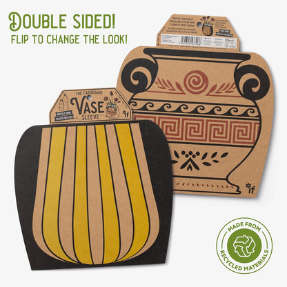 IF Decorative Vase Sleeve - Home decor - upcycle plastic bottles by covering them. Double sided cardboard cover - two vase designs per pack - Yellow Stripy
