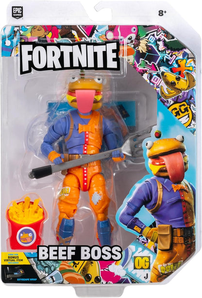 Fortnite Legendary Beef Boss – Figurine articulée de 15,2 cm avec Outil de récolte, Bling arrière et Code pour Article virtuel Bonus