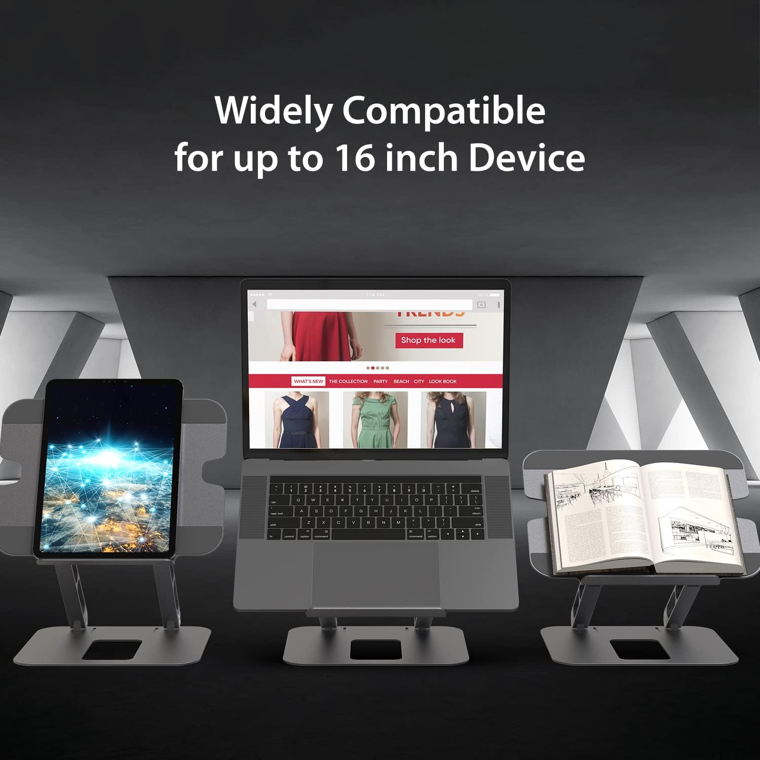 j5create Multi-Angle Aluminium Laptop Stand, Ergonomische Notebook Stand, Geschikt voor MacBook, Dell, HP, Lenovo, Voor de meeste laptops tot 16 inch (JTS127