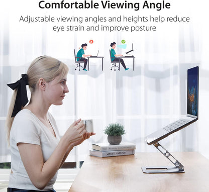 j5create Multi-Angle Aluminium Laptop Stand, Ergonomische Notebook Stand, Geschikt voor MacBook, Dell, HP, Lenovo, Voor de meeste laptops tot 16 inch (JTS127