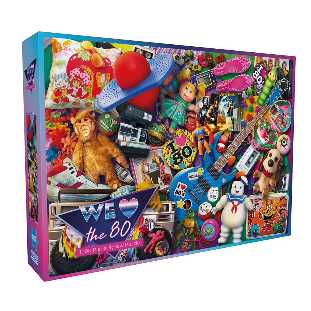 Gibsons We Love the 80s 1000 Piece Jigsaw Puzzle for Adults – Retro Nostalgia Puzzle with 80s Icons by Eduard – Colourful Vintage Design – Premium Sustainable Puzzle Made in the UK/EU