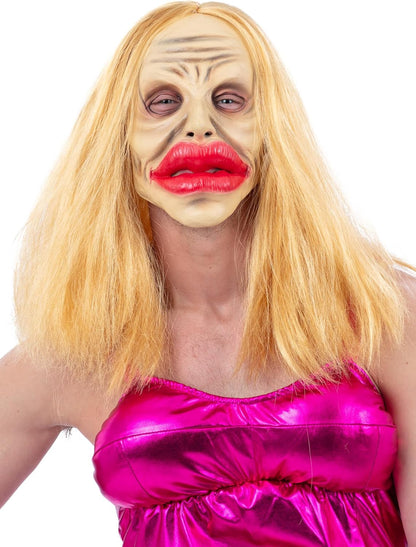 Smiffys Botched Surgery Latex Mask with Hair Horror Halloween Fancy Dress Accessory Scary Costume Mask for Adults