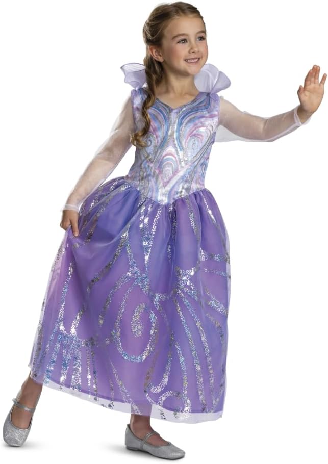 WICKED Glinda For Good Fancy Dress for Kids, Official by Disguise, Beautiful Glitter Details, Mesh Collar and Sleeves, Perfect for Halloween or Carnival, for Ages 3-4, 4-6 & 7-8 Years