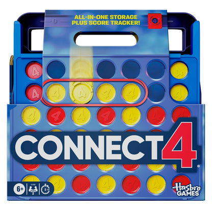 Official Hasbro Games Connect 4 Game (2025 Edition) | All-in-1 Storage, Carrying Case, Score Tracker | Ages 6+ | 2 Players | Family Games for Children - English Version