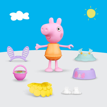 Peppa Pig Springtime Dress-Up Figure with 6 Easy-On Fashion Accessories, 15-cm Doll, Preschool Toys for Girls and Boys Aged 3 and Up