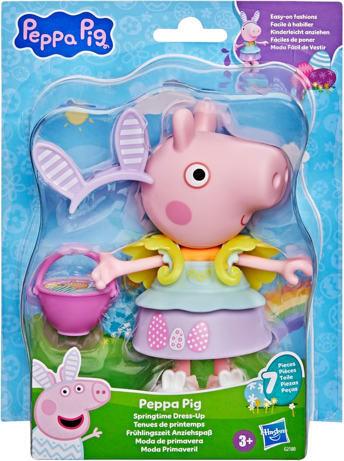 Peppa Pig Springtime Dress-Up Figure with 6 Easy-On Fashion Accessories, 15-cm Doll, Preschool Toys for Girls and Boys Aged 3 and Up