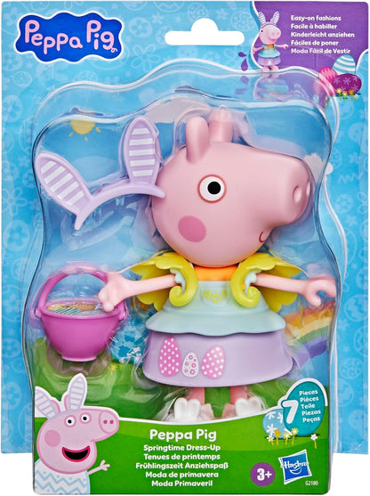Peppa Pig Springtime Dress-Up Figure with 6 Easy-On Fashion Accessories, 15-cm Doll, Preschool Toys for Girls and Boys Aged 3 and Up