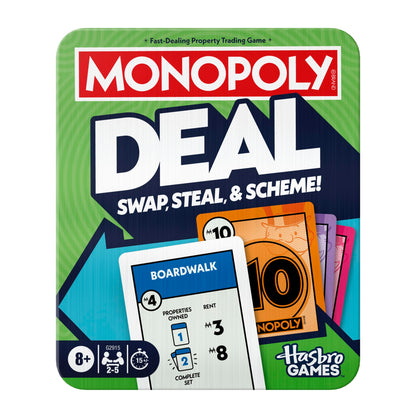 Monopoly Deal Card Game in Collectible Storage Tin | Ages 8+ | 2-5 Players | 15 Mins. | Fun Family Games for Children, Teens and Adults | Travel Games - English Version