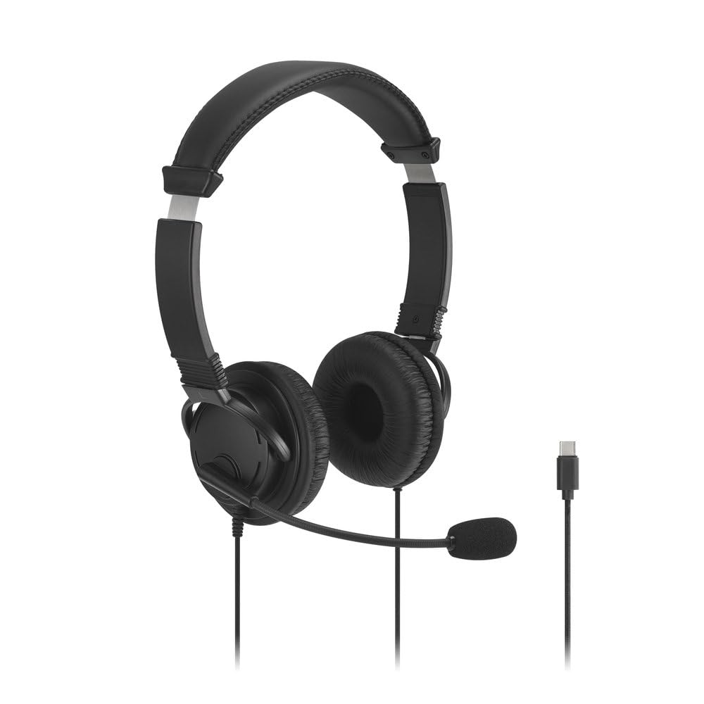Kensington Classic EQ USB-C Headset with Mic and Volume Control, 6 ft (1.8m) Nylon Braided Cord, for School, Kids, Adults, Padded Adjustable Headband, Black (K97464WW