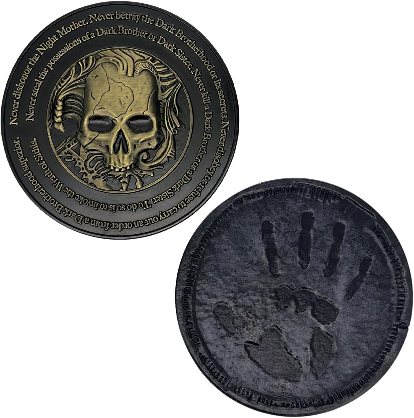 FaNaTtik The Elder Scrolls IV: Oblivion Dark Brotherhood Medallion – Limited Edition Collectible (Officially Licensed, 70mm Diameter, Black & Gold Dual-Plated, Individually Numbered