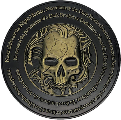 FaNaTtik The Elder Scrolls IV: Oblivion Dark Brotherhood Medallion – Limited Edition Collectible (Officially Licensed, 70mm Diameter, Black & Gold Dual-Plated, Individually Numbered