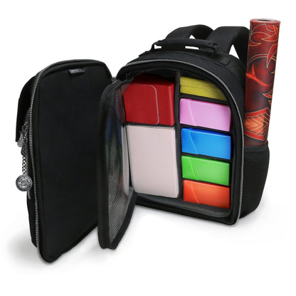 ENHANCE Collector's Edition Kleine Karten-Rucksack - Karten-Protektor Bildschirm, Aufbewahrung, Deckboxen - TCG Rucksack mit Spielmattenhalter, Kompatibel mit Magic the Gathering (Drachen Schwarz