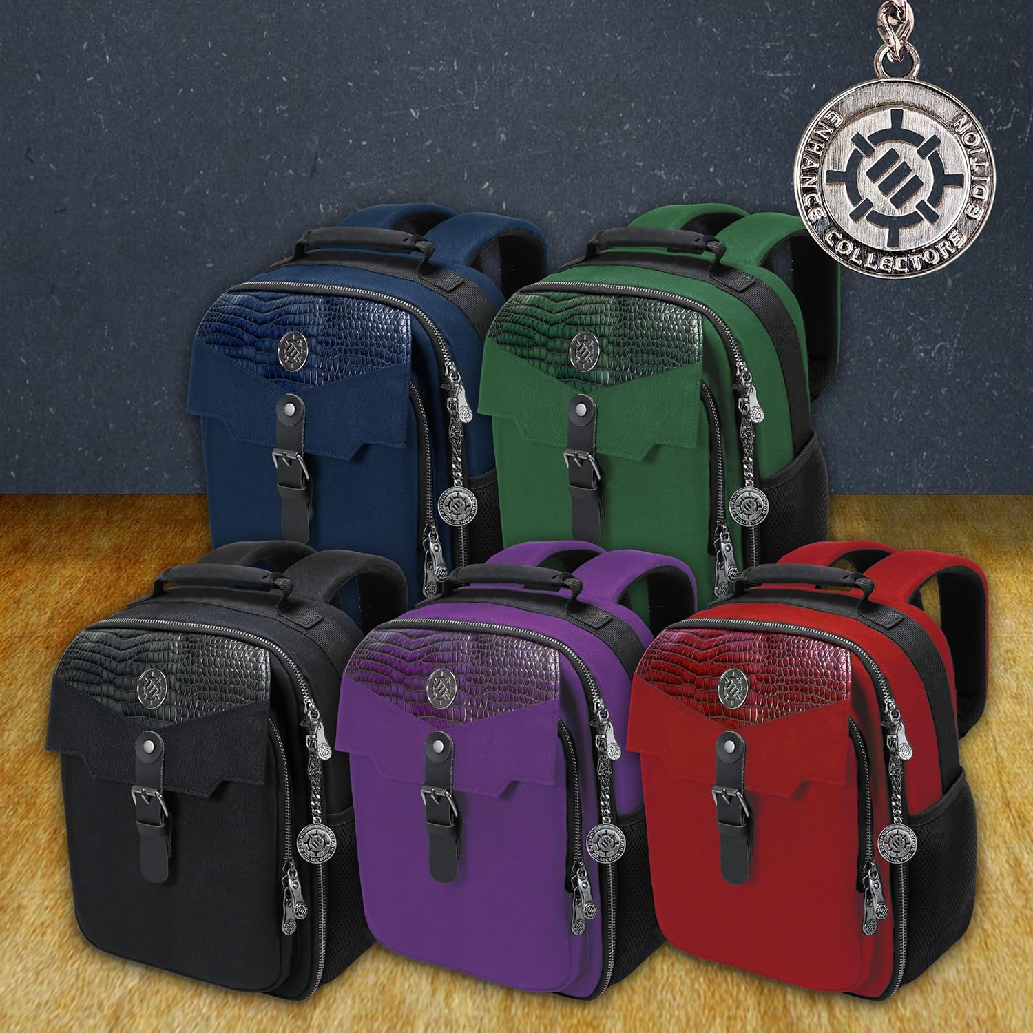 ENHANCE Collector's Edition Kleine Karten-Rucksack - Karten-Protektor Bildschirm, Aufbewahrung, Deckboxen - TCG Rucksack mit Spielmattenhalter, Kompatibel mit Magic the Gathering (Drachen Schwarz