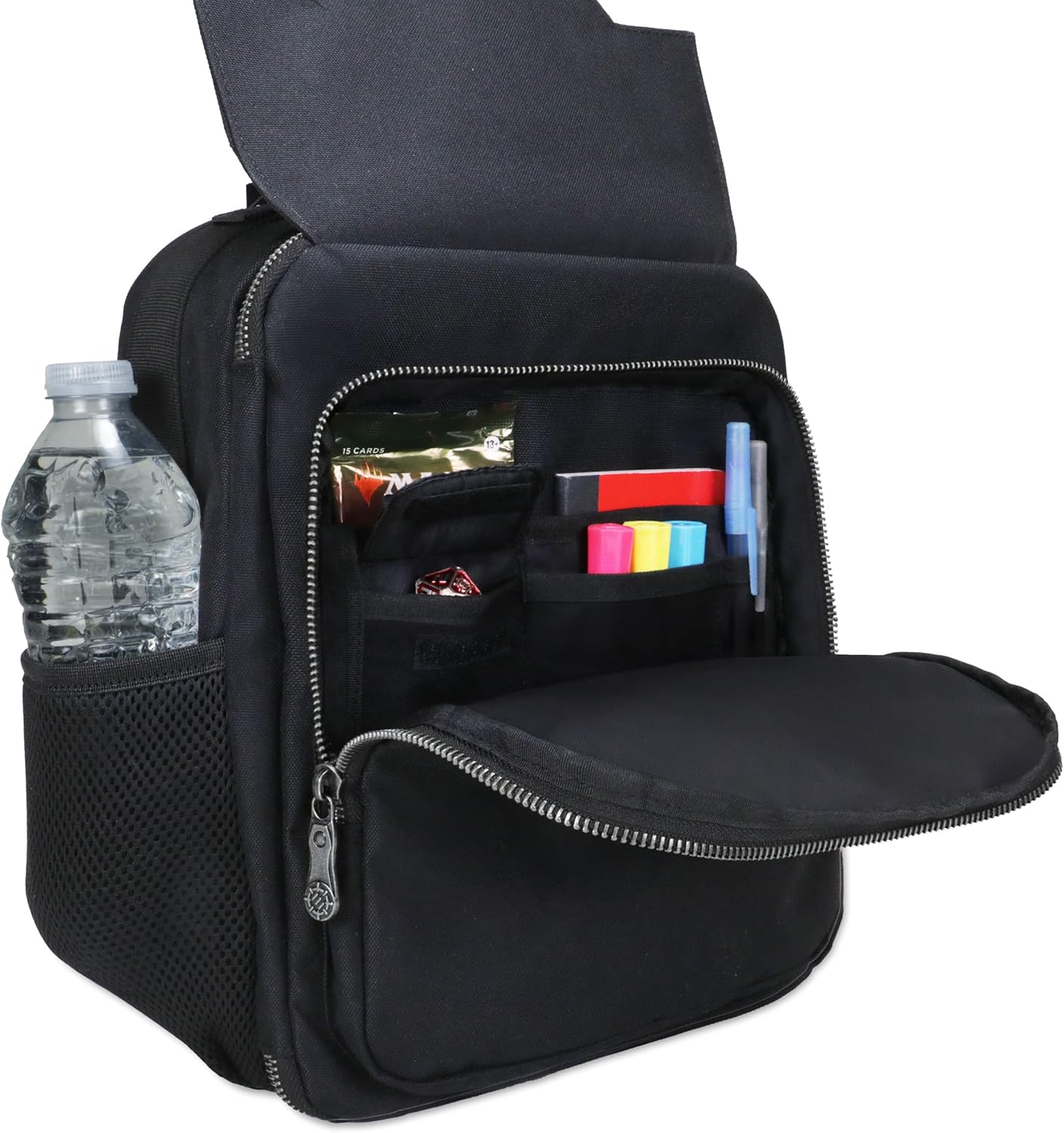 ENHANCE Collector's Edition Kleine Karten-Rucksack - Karten-Protektor Bildschirm, Aufbewahrung, Deckboxen - TCG Rucksack mit Spielmattenhalter, Kompatibel mit Magic the Gathering (Drachen Schwarz