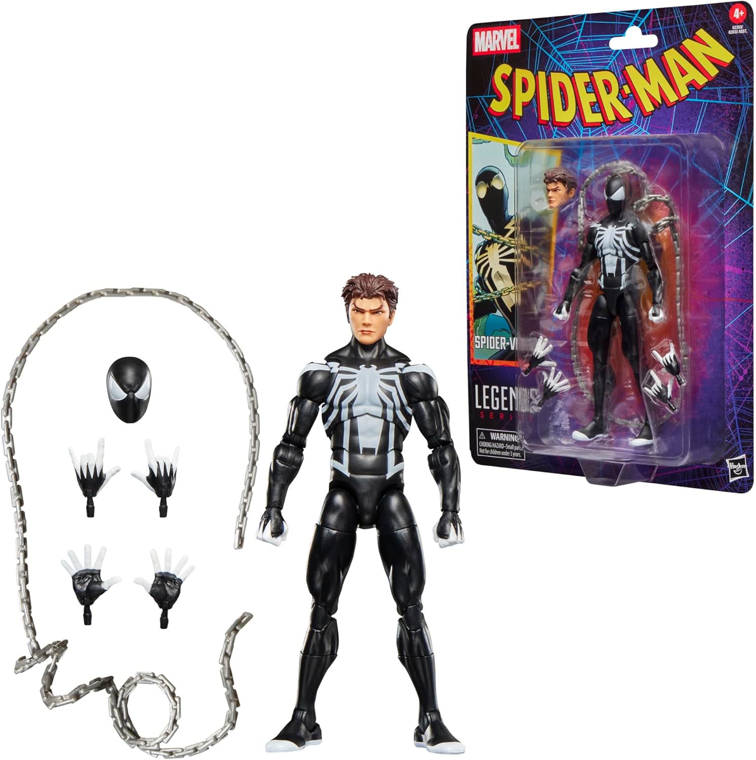 Marvel Legends Series, Figurine Spider-Venom rétro sous Blister inspirée des Bandes dessinées Spider-Man, Noir