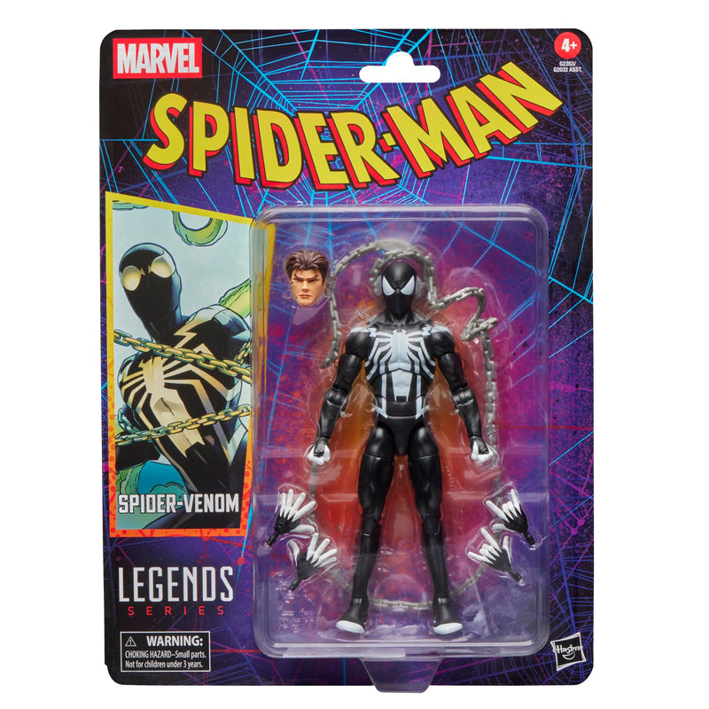 Marvel Legends Series, Figurine Spider-Venom rétro sous Blister inspirée des Bandes dessinées Spider-Man, Noir