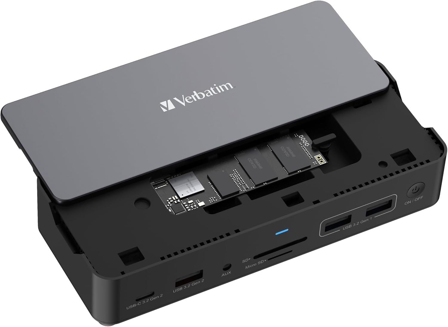 Verbatim USB-C ™Pro 32173 - Estación de Acoplamiento 15 en 1, Carcasa SSD, Color Negro