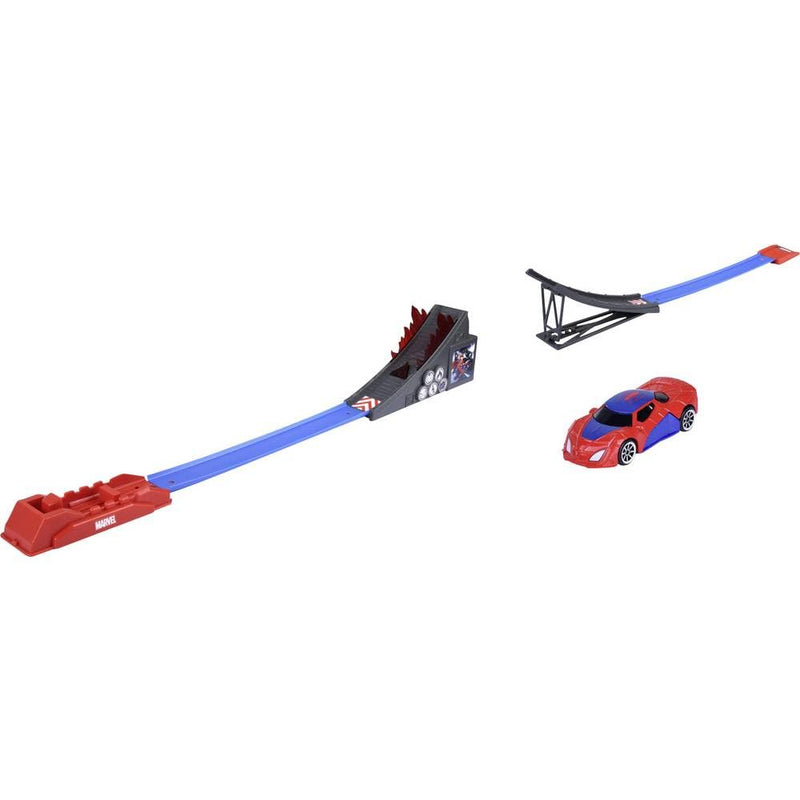 Majorette Jada Toys Marvel Train Bridge Jumper (127 cm) - Racetrack Bridge with Catapult and Jumping Jump Including Spider-Man Car Made of Metal, Toy for Children from 3 Years