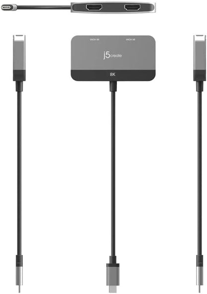 J5Create - 8K Usb-C To Dual Hdmi Display Adapter