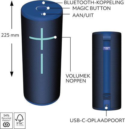 Ultimate Ears Megaboom 4 - Speaker - For Portable Use - Wireless - Bluetooth - App-Controlled - Cobalt Blue