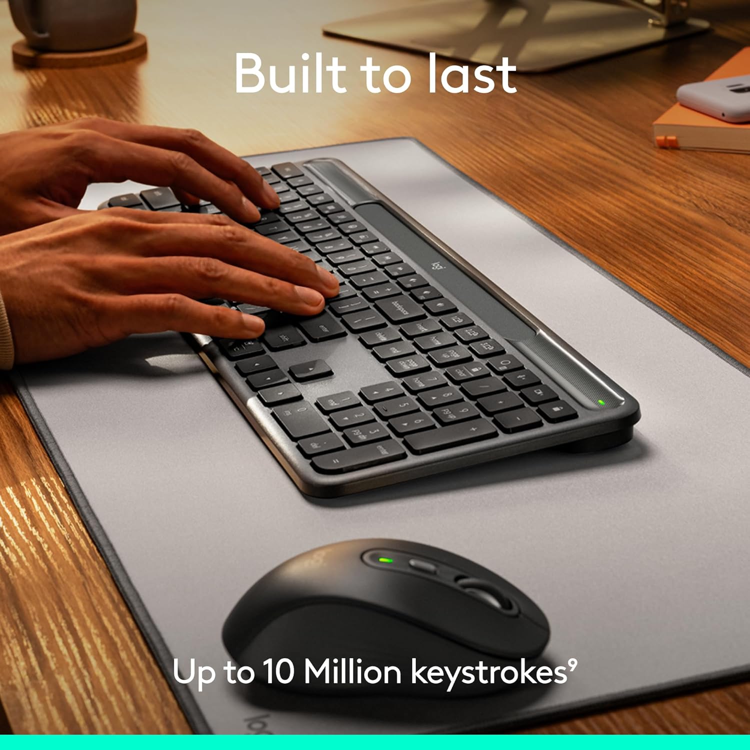Logitech Signature Slim Solar+ wireless keyboard, solar and artificial light powered, durable battery that lasts up to 10 years, customisable keys, Bluetooth, QWERTY UK English Layout - Graphite
