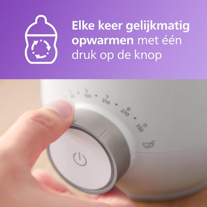Philips Avent Flessenwarmer - Verwarmt in 3 minuten - Geleidelijke ontdooiing - Houdt de melk warm - Eenvoudig te bedienen - Verwarmt ook babyvoeding - Compitabel met alle Avent Flessen - SCF358/00