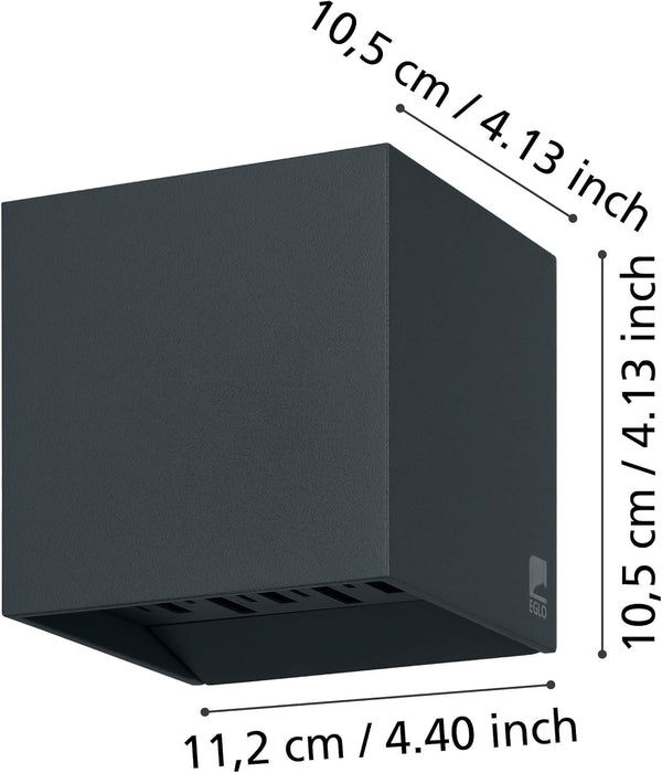 Eglo - Calpino 2 Outdoor Wall Light – Anthracite, 10.5X10.5X11 Cm