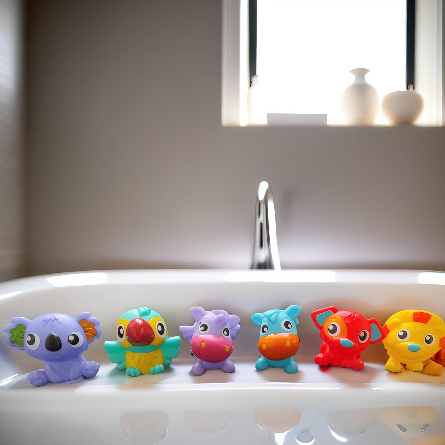 Playgro First Fun Floaties Pack, Fully Sealed Attractive Baby Bath Toy for Sensory Development and Play, Over 6 Months