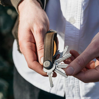 Orbitkey - Crazy Horse Leather Key Organiser - Oak Brown/Brown