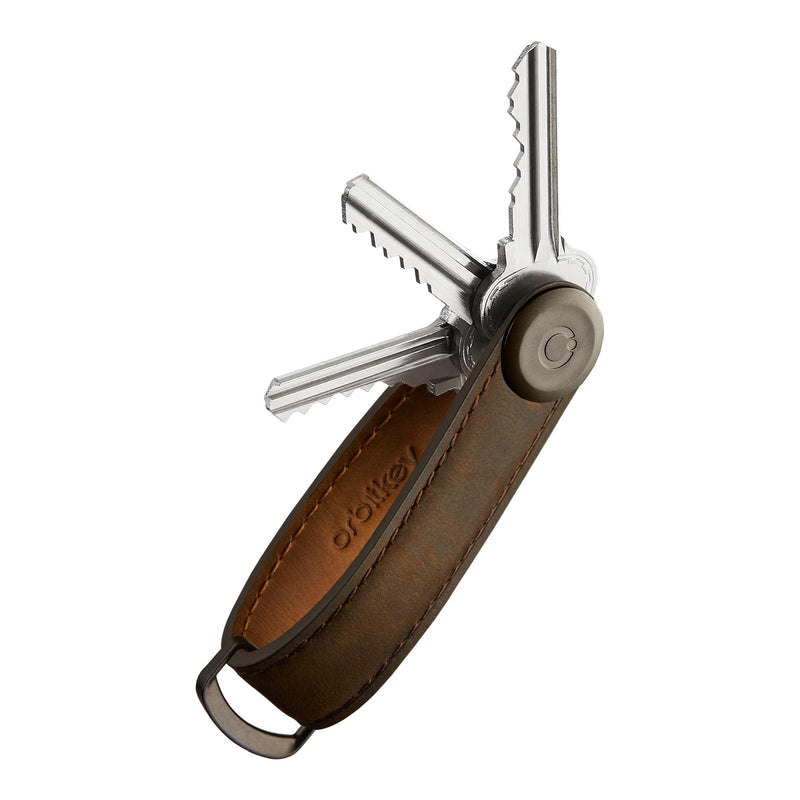 Orbitkey - Crazy Horse Leather Key Organiser - Oak Brown/Brown