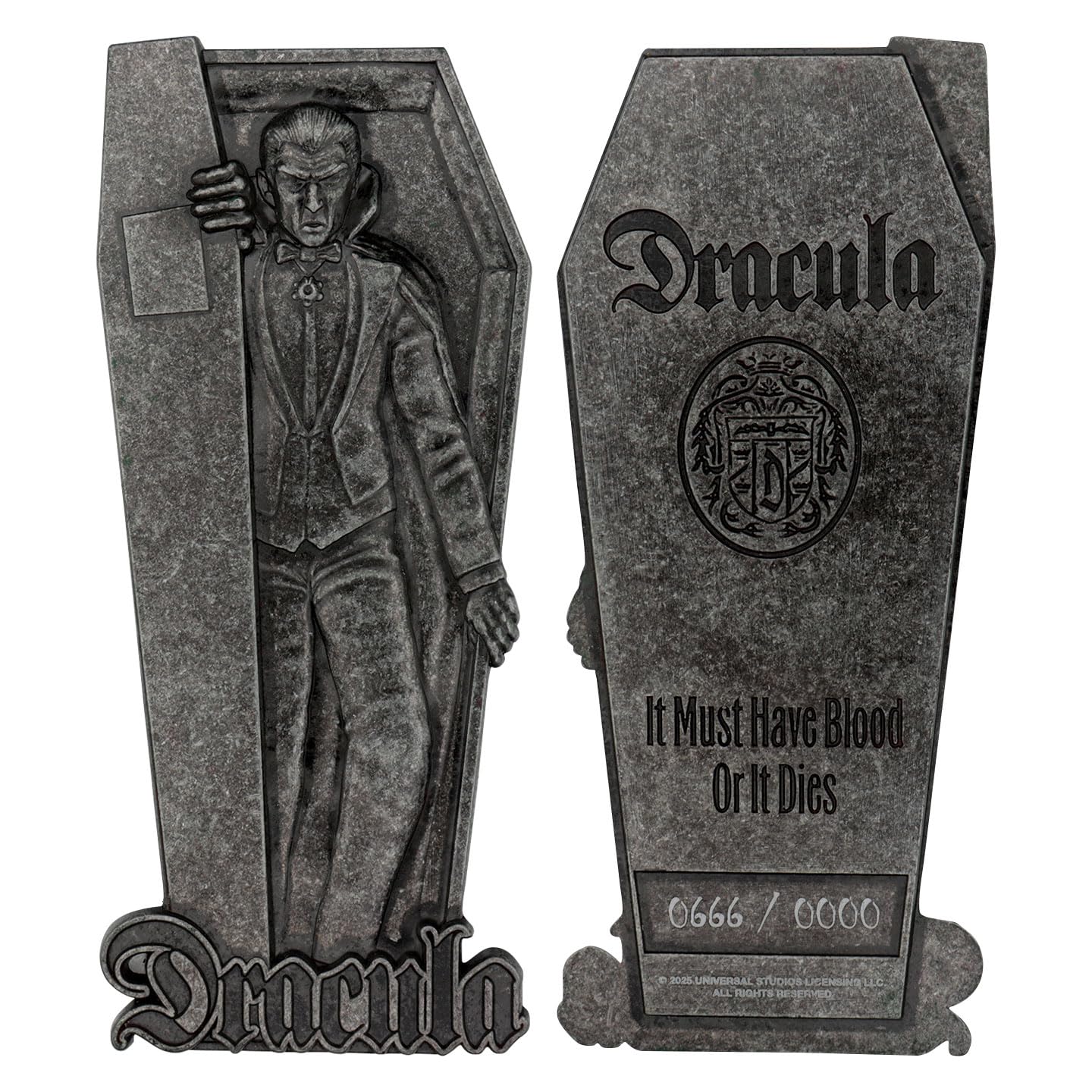FaNaTtik Universal Monsters Dracula Limited Edition Metal Ingot – Officially Licensed Horror Movie Collectible – Individually Numbered with Display Stand – 130 x 55.5mm, 5,000 Worldwide