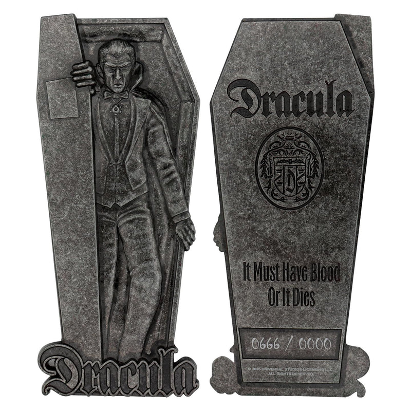 FaNaTtik Universal Monsters Dracula Limited Edition Metal Ingot – Officially Licensed Horror Movie Collectible – Individually Numbered with Display Stand – 130 x 55.5mm, 5,000 Worldwide