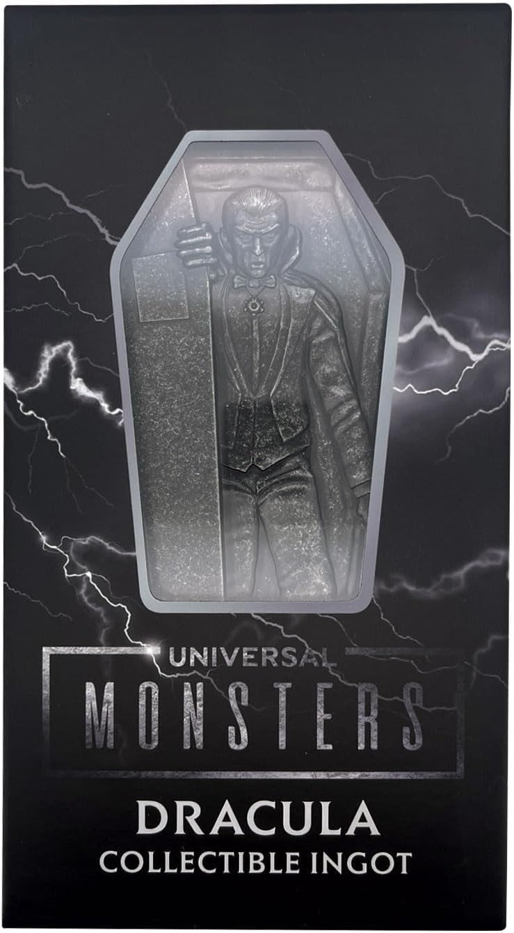 FaNaTtik Universal Monsters Dracula Limited Edition Metal Ingot – Officially Licensed Horror Movie Collectible – Individually Numbered with Display Stand – 130 x 55.5mm, 5,000 Worldwide