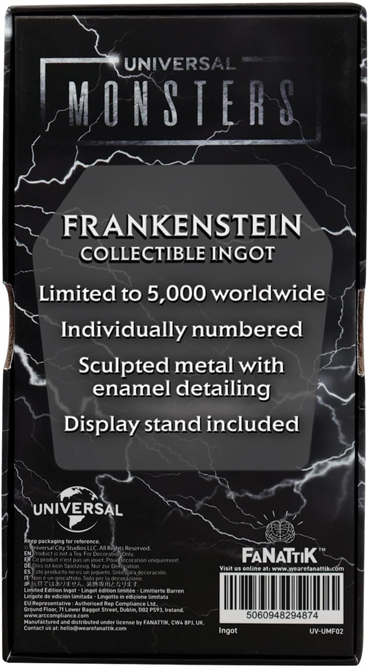 Universal Monsters Frankenstein's Monster-Sammelbarren aus Metall, limitierte Auflage, 5.000 nummeriert, offizielles Lizenzprodukt, 130 x 58 mm