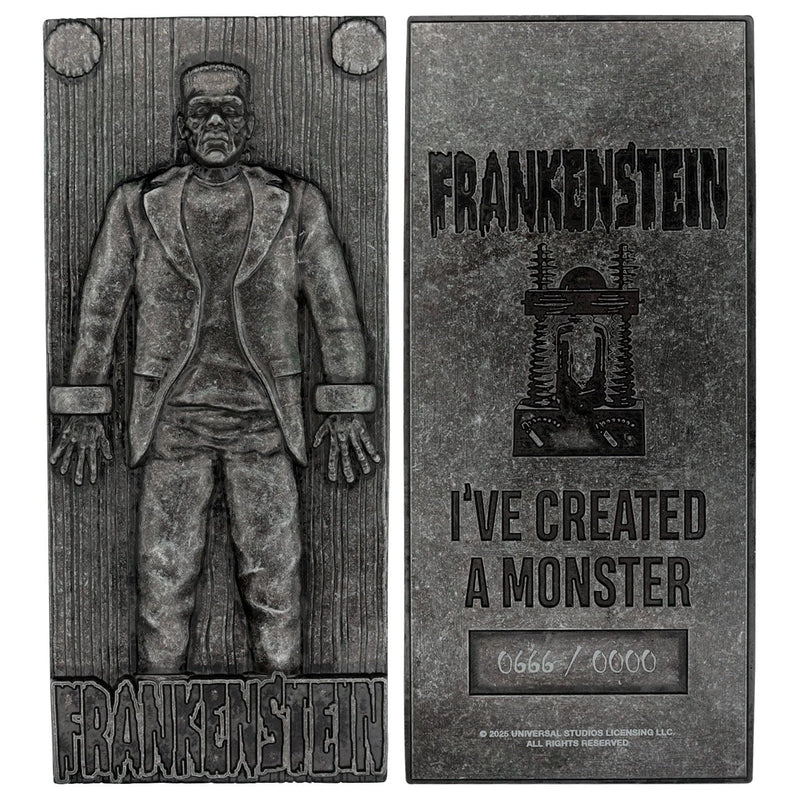 Universal Monsters Frankenstein's Monster-Sammelbarren aus Metall, limitierte Auflage, 5.000 nummeriert, offizielles Lizenzprodukt, 130 x 58 mm