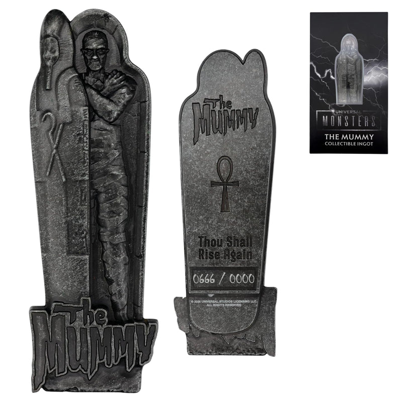 FaNaTtik Universal Monsters The Mummy Limited Edition Metal Ingot – Officially Licensed Horror Movie Collectible – Individually Numbered, Display Stand Included – Classic Film Merch (5,000 Worldwide