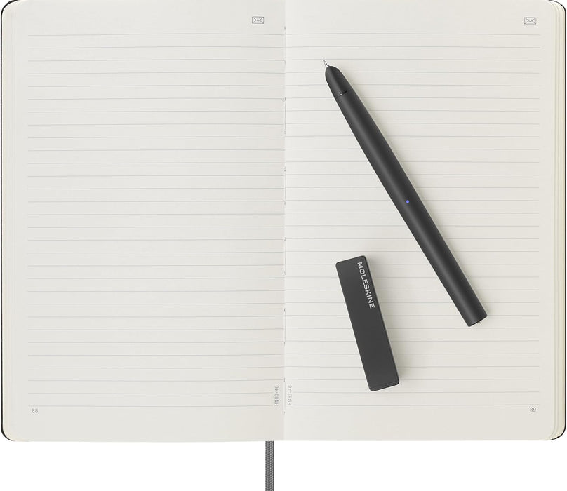 Moleskine Smart Writing Set, Digital Notebook With Smart Pen Included, Lined Pages, Large, 13x21 cm, Black